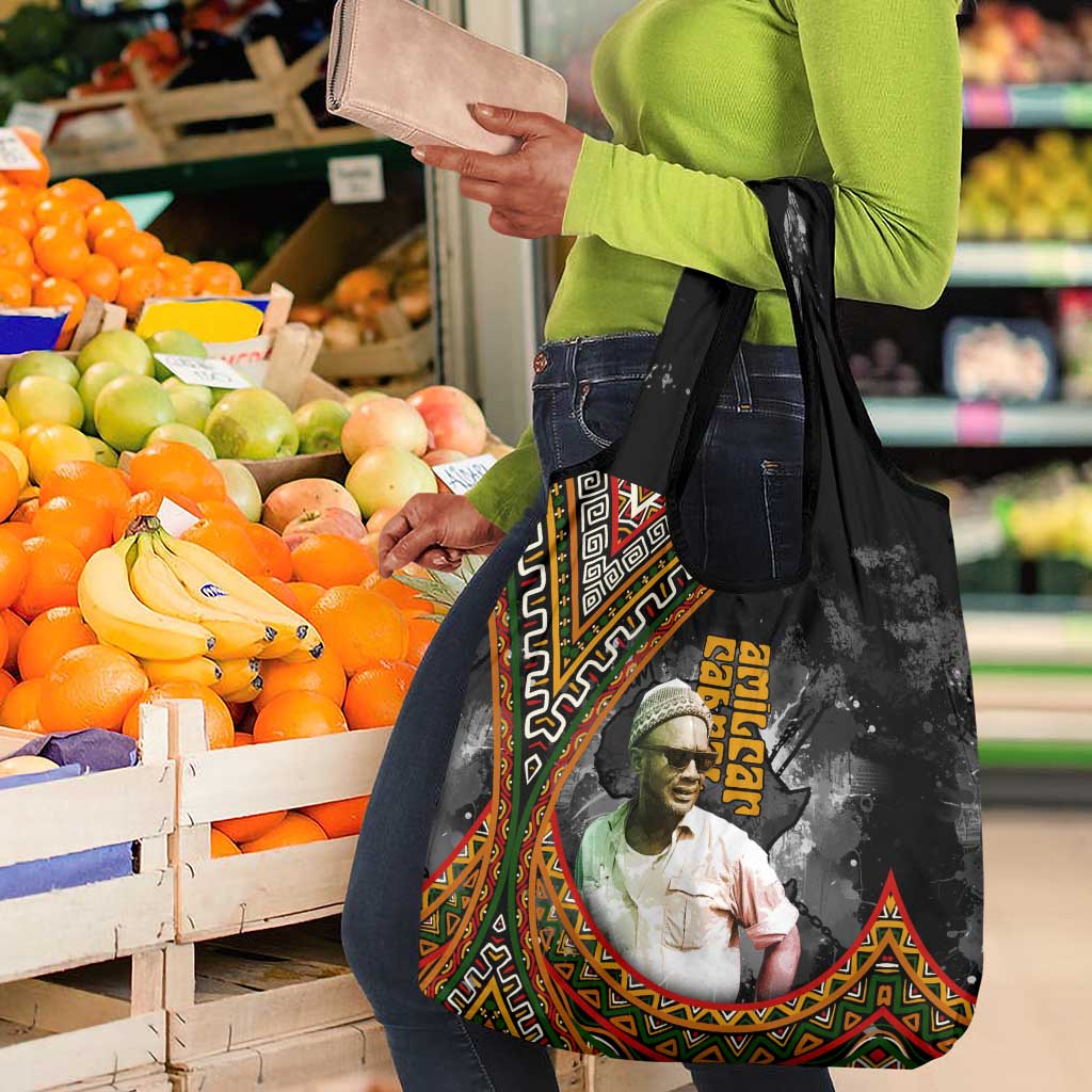 Amilcar Cabral Grocery Bag African Map with Chains Freedom Theme Revolutionary Liberation Tribute - African Pride