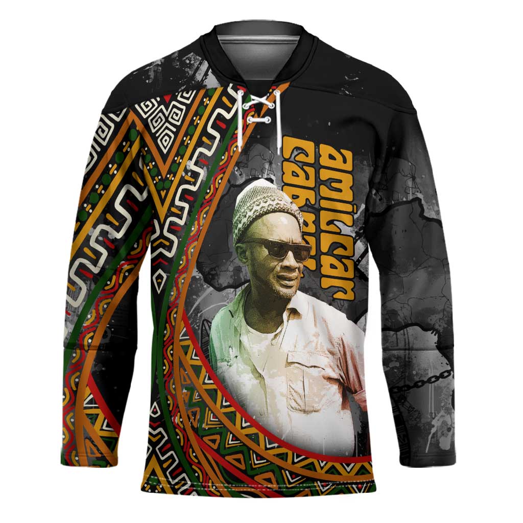 Amilcar Cabral Hockey Jersey African Map with Chains Freedom Theme Revolutionary Liberation Tribute - African Pride