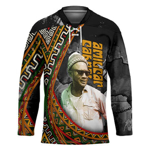 Amilcar Cabral Hockey Jersey African Map with Chains Freedom Theme Revolutionary Liberation Tribute - African Pride
