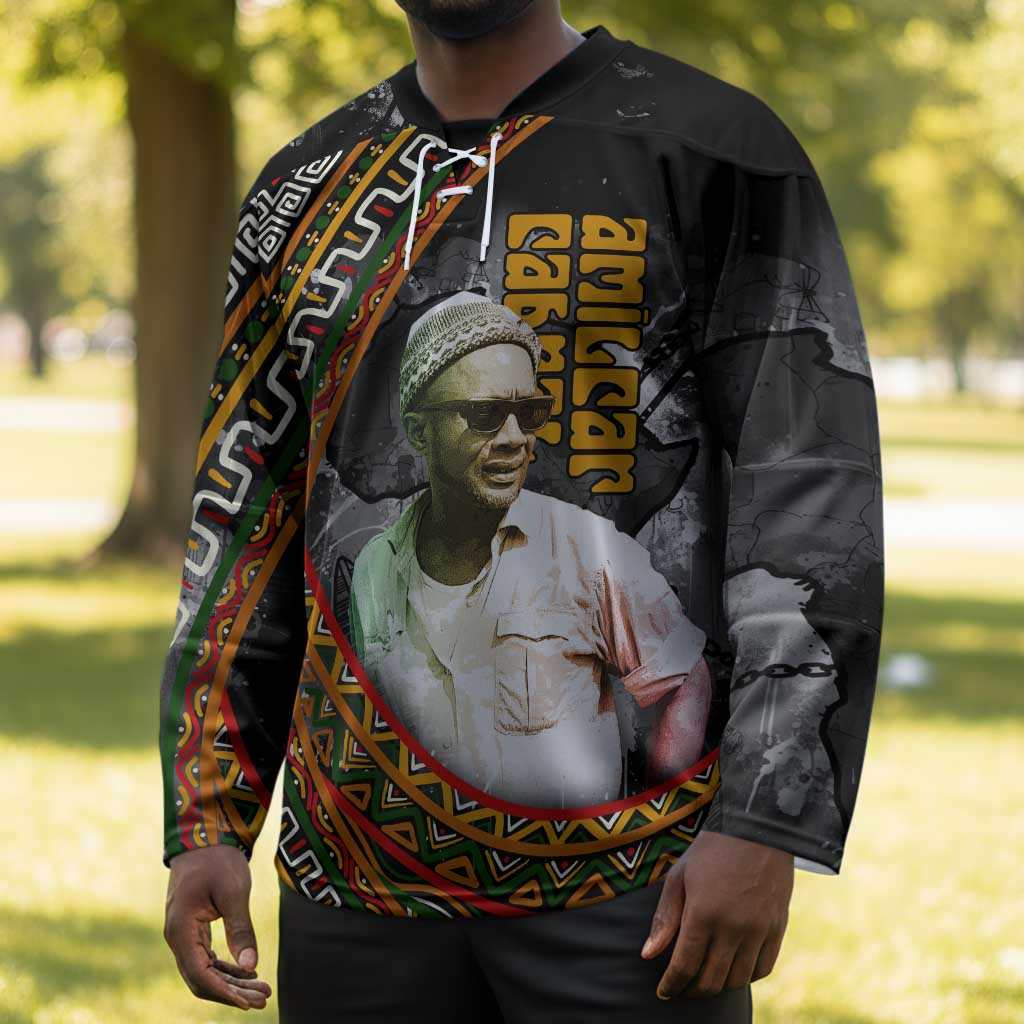Amilcar Cabral Hockey Jersey African Map with Chains Freedom Theme Revolutionary Liberation Tribute - African Pride