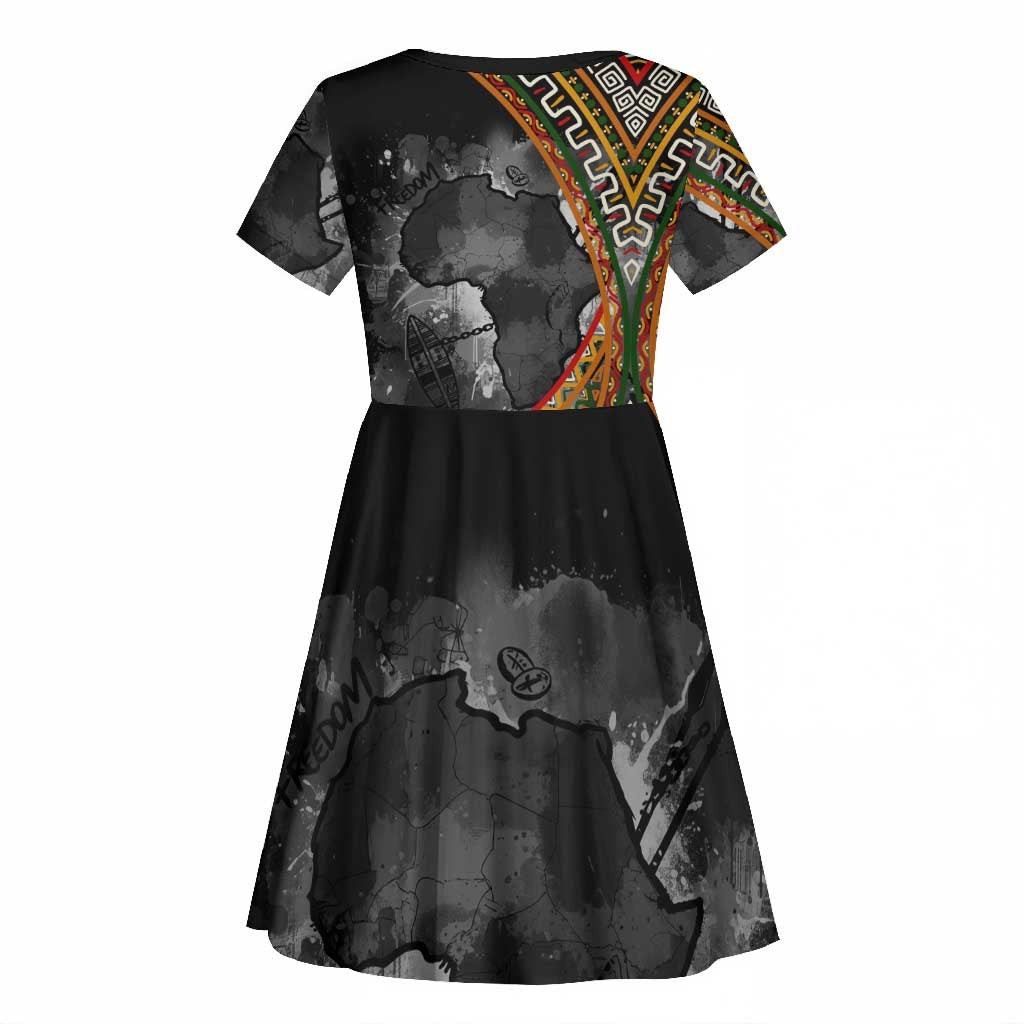 Amilcar Cabral Kid Short Sleeve Dress African Map with Chains Freedom Theme Revolutionary Liberation Tribute - African Pride
