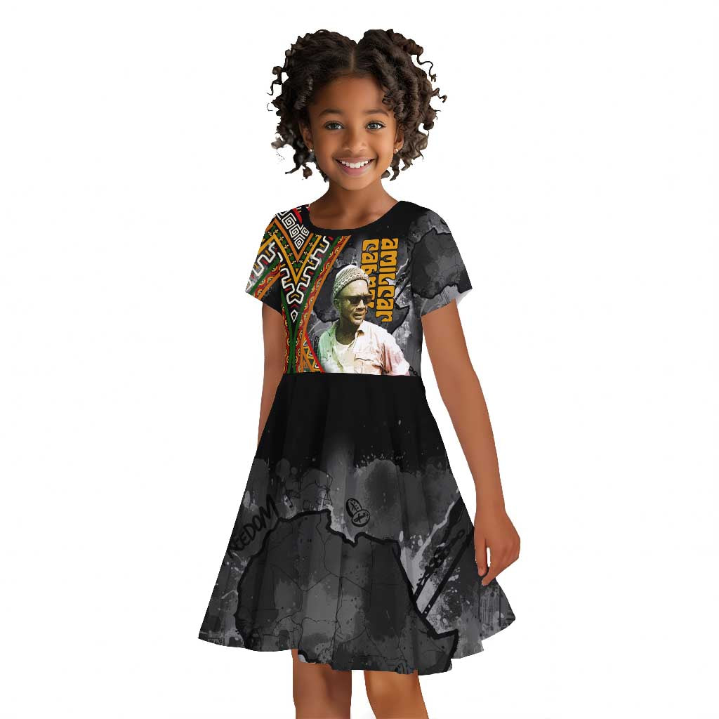 Amilcar Cabral Kid Short Sleeve Dress African Map with Chains Freedom Theme Revolutionary Liberation Tribute - African Pride