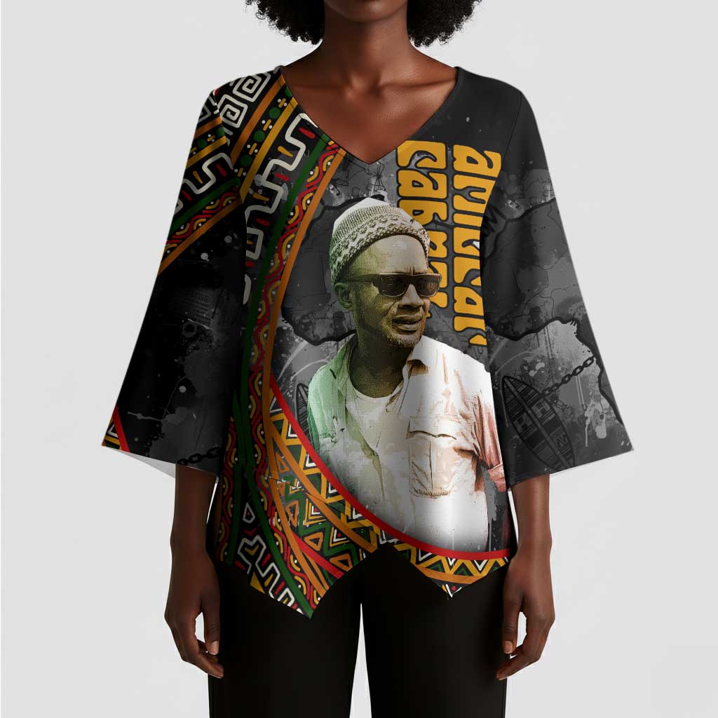 Amilcar Cabral Kimono Sleeve Blouse African Map with Chains Freedom Theme Revolutionary Liberation Tribute - African Pride