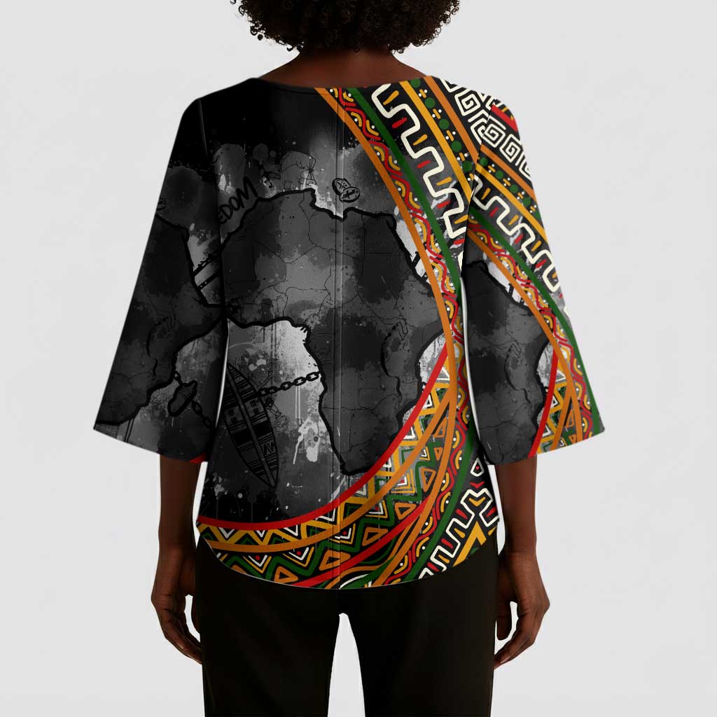 Amilcar Cabral Kimono Sleeve Blouse African Map with Chains Freedom Theme Revolutionary Liberation Tribute - African Pride
