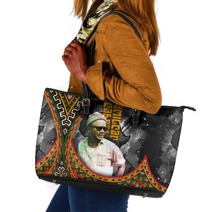 Amilcar Cabral Leather Tote Bag African Map with Chains Freedom Theme Revolutionary Liberation Tribute - African Pride