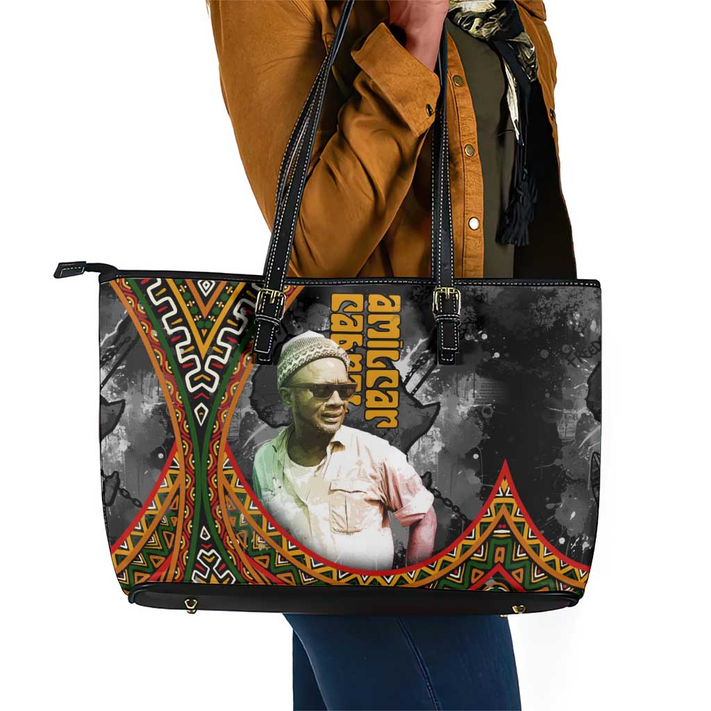 Amilcar Cabral Leather Tote Bag African Map with Chains Freedom Theme Revolutionary Liberation Tribute - African Pride