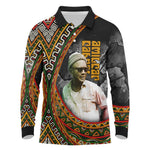 Amilcar Cabral Long Sleeve Polo Shirt African Map with Chains Freedom Theme Revolutionary Liberation Tribute - African Pride