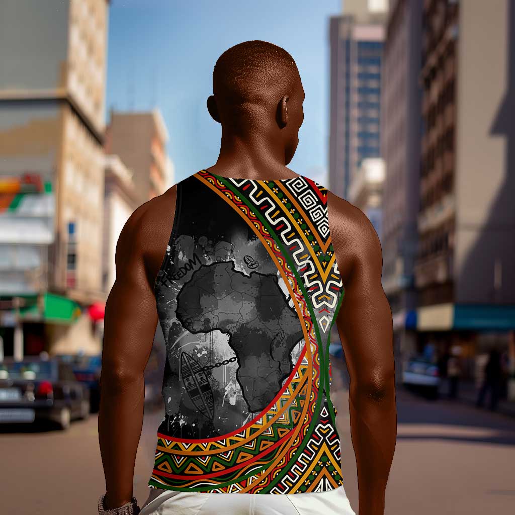 Amilcar Cabral Men Tank Top African Map with Chains Freedom Theme Revolutionary Liberation Tribute - African Pride