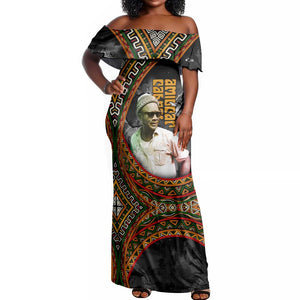 Amilcar Cabral Off Shoulder Maxi Dress African Map with Chains Freedom Theme Revolutionary Liberation Tribute - African Pride