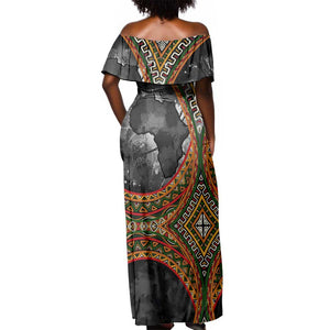 Amilcar Cabral Off Shoulder Maxi Dress African Map with Chains Freedom Theme Revolutionary Liberation Tribute - African Pride