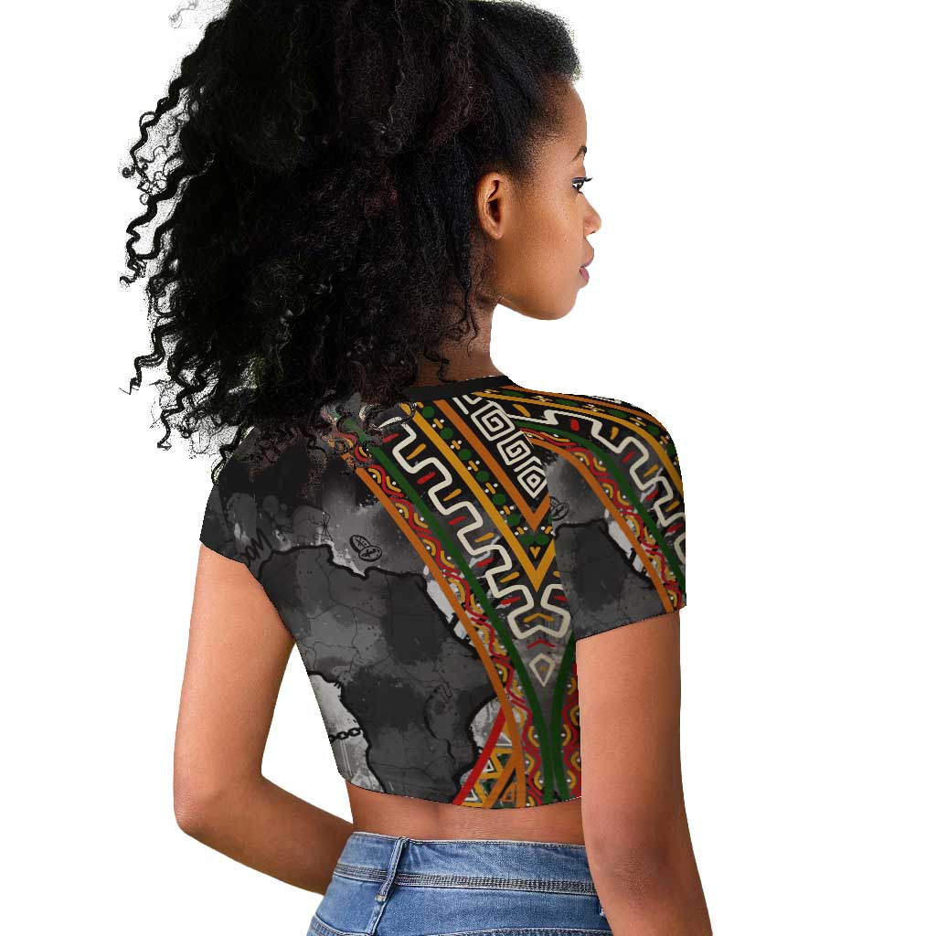 Amilcar Cabral Raglan Cropped T shirt African Map with Chains Freedom Theme Revolutionary Liberation Tribute - African Pride