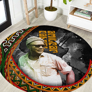 Amilcar Cabral Round Carpet African Map with Chains Freedom Theme Revolutionary Liberation Tribute - African Pride