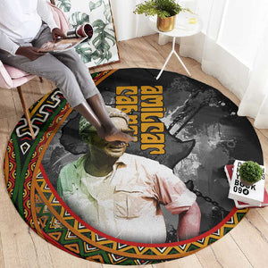 Amilcar Cabral Round Carpet African Map with Chains Freedom Theme Revolutionary Liberation Tribute - African Pride
