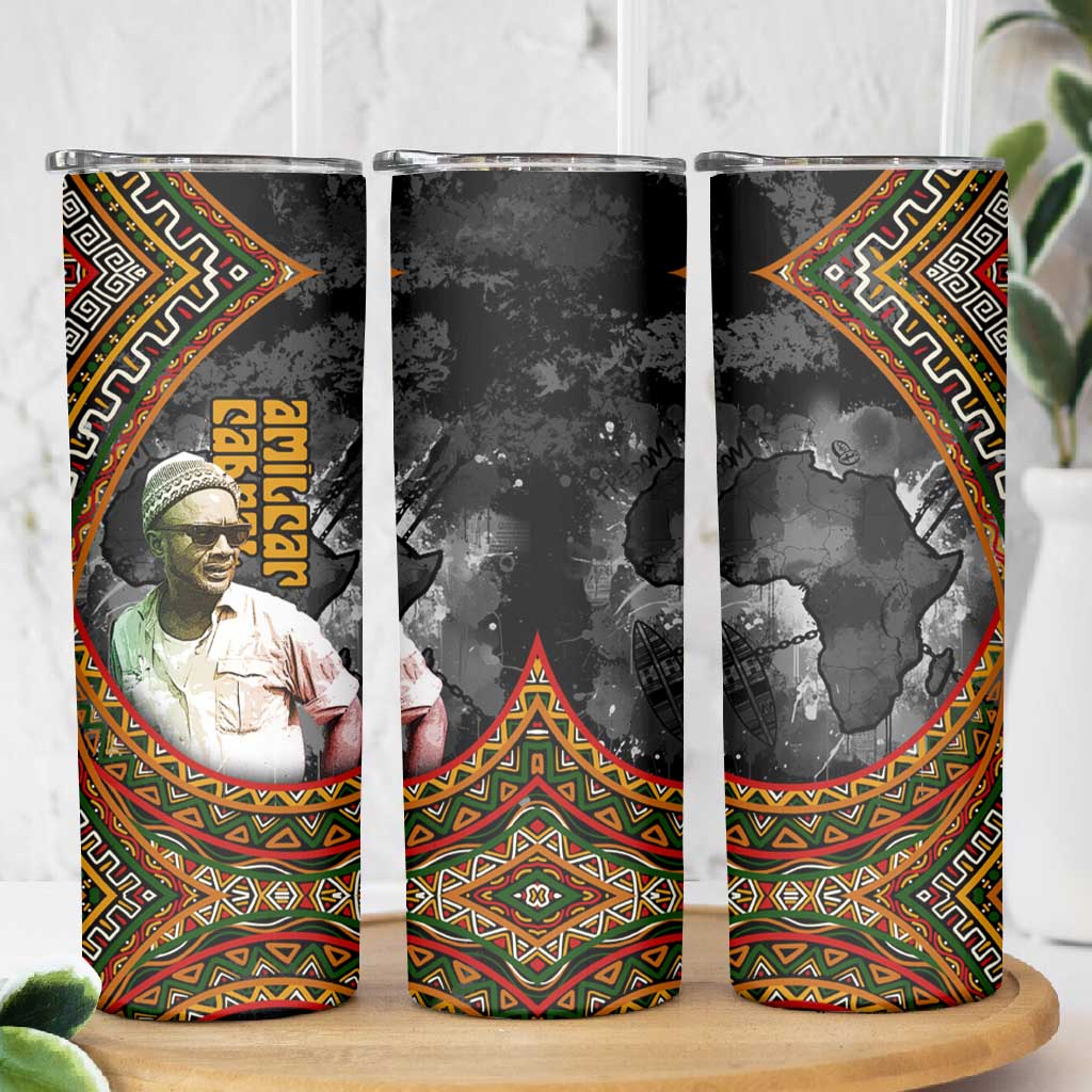 Amilcar Cabral Skinny Tumbler African Map with Chains Freedom Theme Revolutionary Liberation Tribute - African Pride