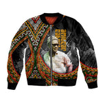Amilcar Cabral Sleeve Zip Bomber Jacket African Map with Chains Freedom Theme Revolutionary Liberation Tribute - African Pride