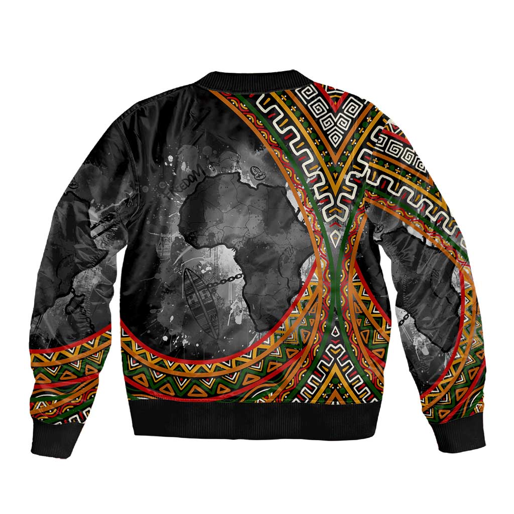 Amilcar Cabral Sleeve Zip Bomber Jacket African Map with Chains Freedom Theme Revolutionary Liberation Tribute - African Pride