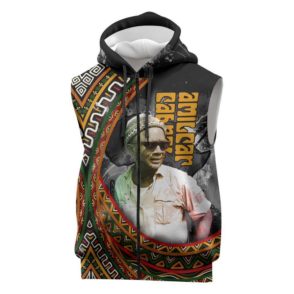 Amilcar Cabral Sleeveless Zip Hoodie African Map with Chains Freedom Theme Revolutionary Liberation Tribute - African Pride
