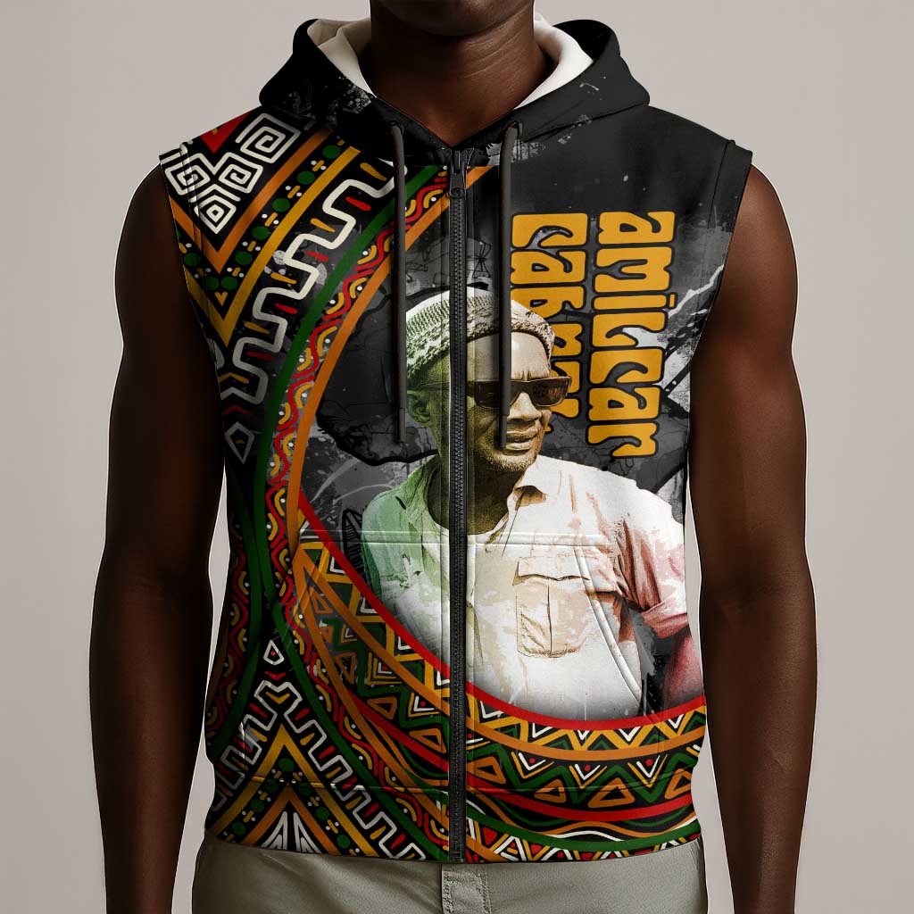 Amilcar Cabral Sleeveless Zip Hoodie African Map with Chains Freedom Theme Revolutionary Liberation Tribute - African Pride
