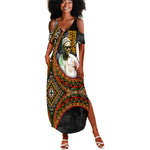 Amilcar Cabral Summer Maxi Dress African Map with Chains Freedom Theme Revolutionary Liberation Tribute - African Pride