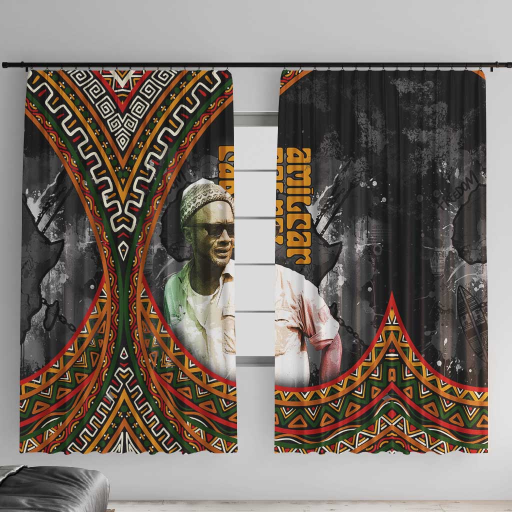 Amilcar Cabral Window Curtain African Map with Chains Freedom Theme Revolutionary Liberation Tribute - African Pride