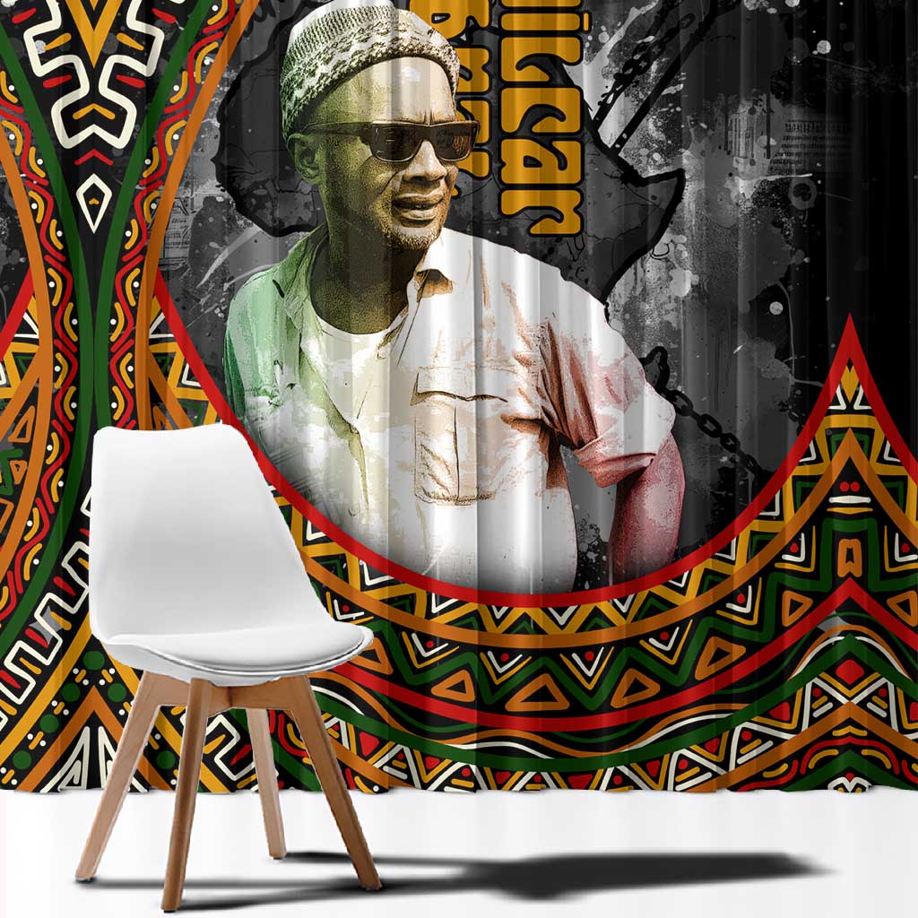 Amilcar Cabral Window Curtain African Map with Chains Freedom Theme Revolutionary Liberation Tribute - African Pride