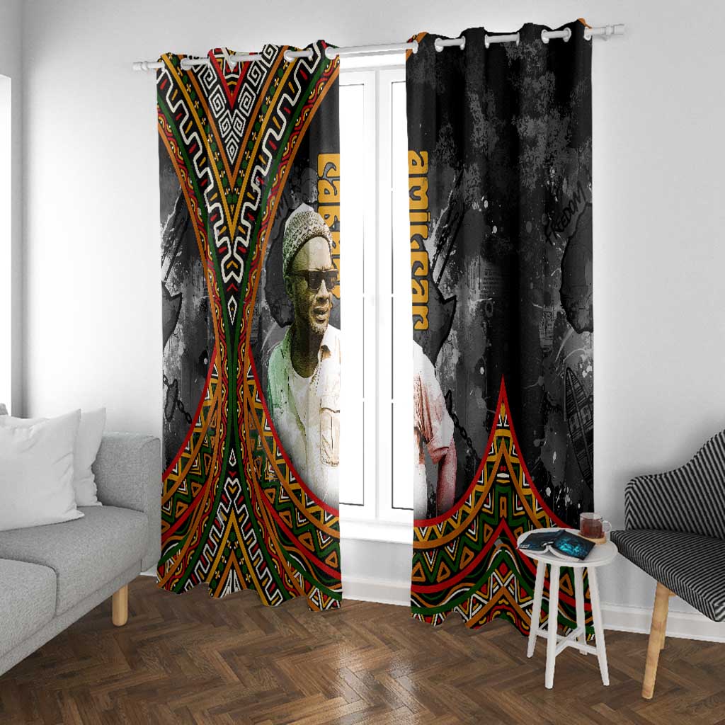 Amilcar Cabral Window Curtain African Map with Chains Freedom Theme Revolutionary Liberation Tribute - African Pride