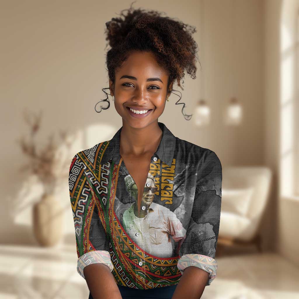 Amilcar Cabral Women Casual Shirt African Map with Chains Freedom Theme Revolutionary Liberation Tribute - African Pride