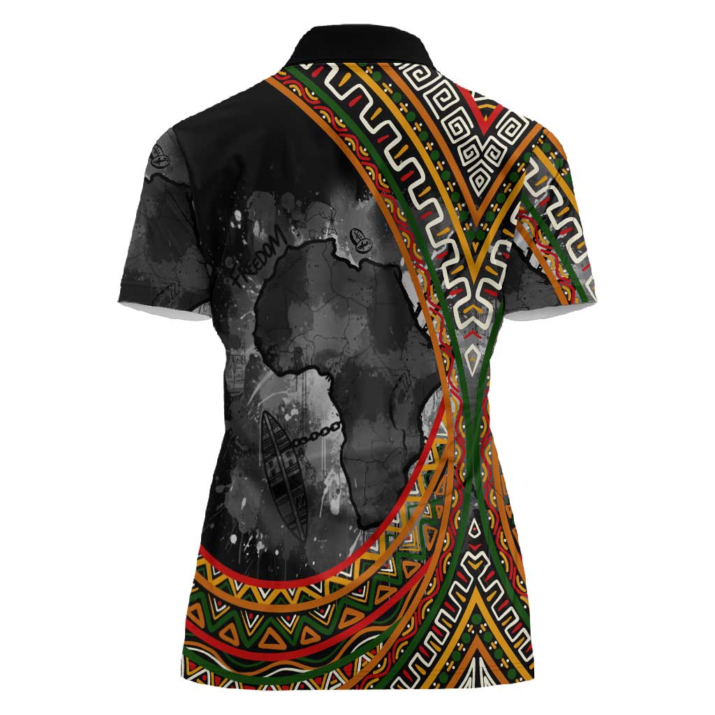 Amilcar Cabral Women Polo Shirt African Map with Chains Freedom Theme Revolutionary Liberation Tribute - African Pride