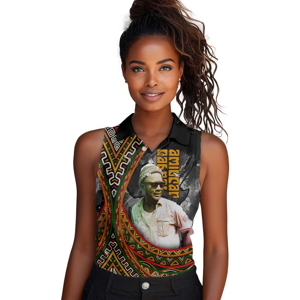 Amilcar Cabral Women Sleeveless Polo Shirt African Map with Chains Freedom Theme Revolutionary Liberation Tribute - African Pride