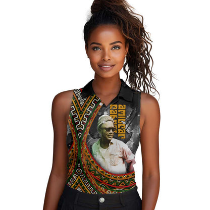 Amilcar Cabral Women Sleeveless Polo Shirt African Map with Chains Freedom Theme Revolutionary Liberation Tribute - African Pride