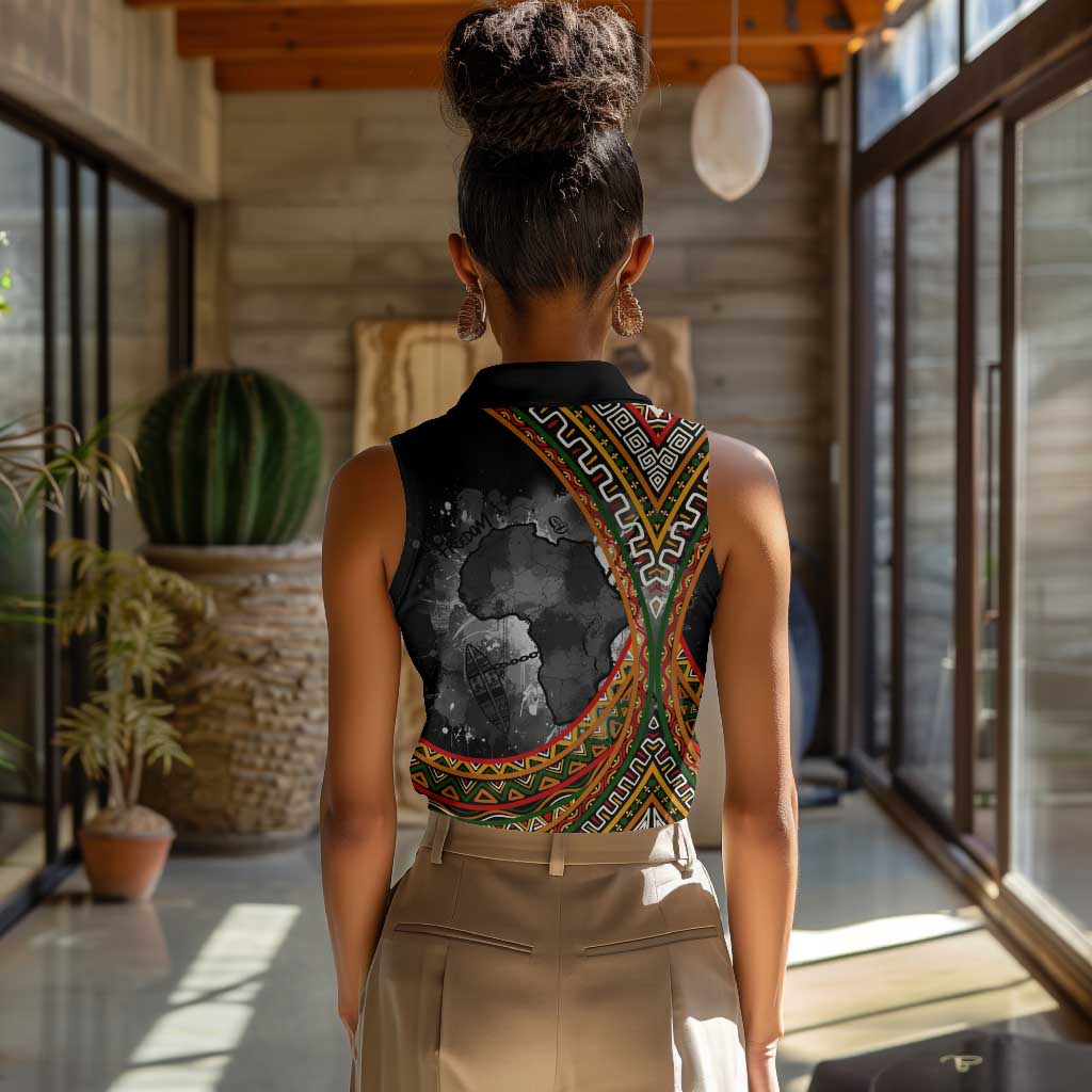 Amilcar Cabral Women Sleeveless Polo Shirt African Map with Chains Freedom Theme Revolutionary Liberation Tribute - African Pride