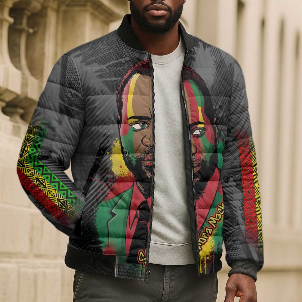 Samora Machel Bomber Puffer Jacket Mozambique Liberation Graffiti Style Viva FRELIMO African Revolutionary - African Pride