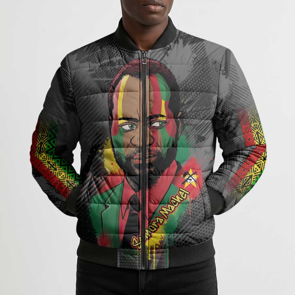 Samora Machel Bomber Puffer Jacket Mozambique Liberation Graffiti Style Viva FRELIMO African Revolutionary - African Pride