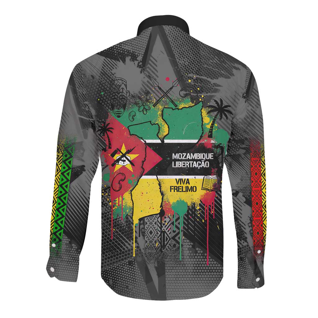 Samora Machel Long Sleeve Button Shirt Mozambique Liberation Graffiti Style Viva FRELIMO African Revolutionary - African Pride