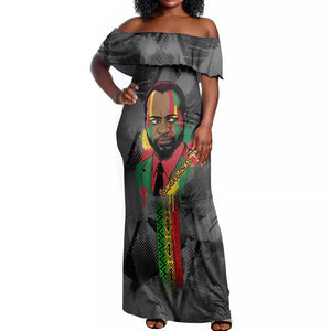 Samora Machel Off Shoulder Maxi Dress Mozambique Liberation Graffiti Style Viva FRELIMO African Revolutionary - African Pride