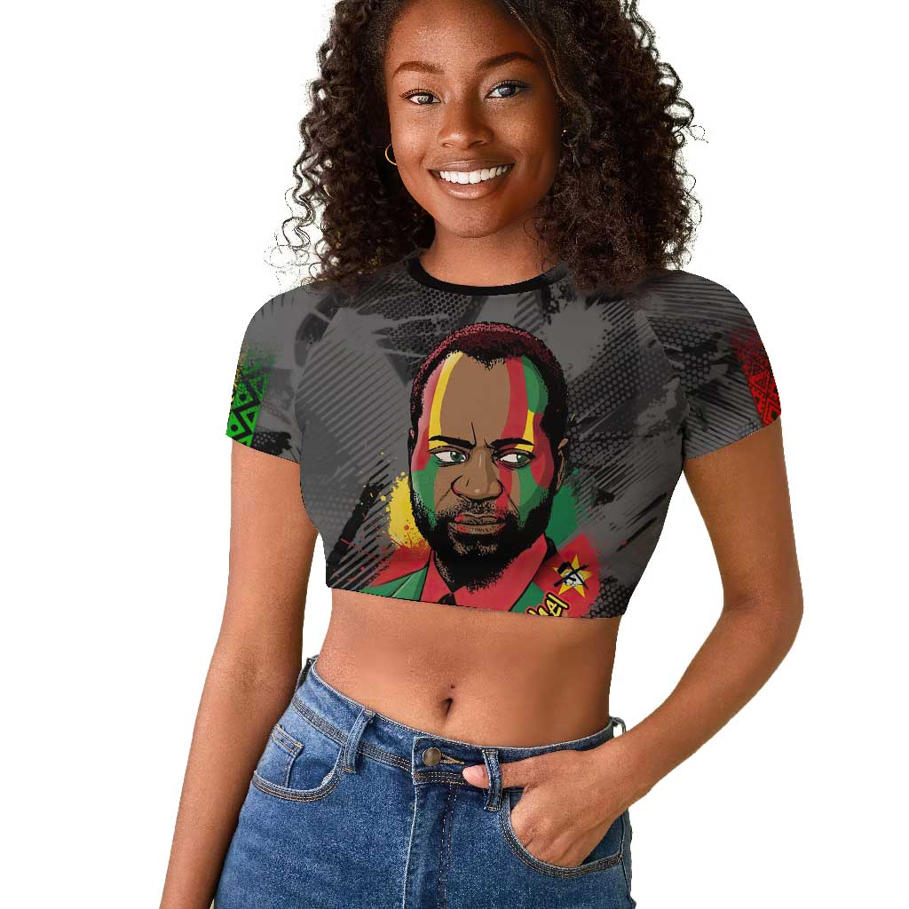 Samora Machel Raglan Cropped T shirt Mozambique Liberation Graffiti Style Viva FRELIMO African Revolutionary - African Pride