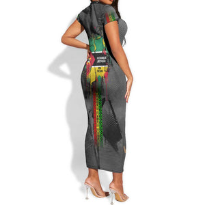 Samora Machel Short Sleeve Bodycon Dress Mozambique Liberation Graffiti Style Viva FRELIMO African Revolutionary - African Pride