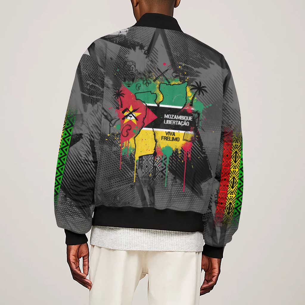 Samora Machel Sleeve Zip Bomber Jacket Mozambique Liberation Graffiti Style Viva FRELIMO African Revolutionary - African Pride