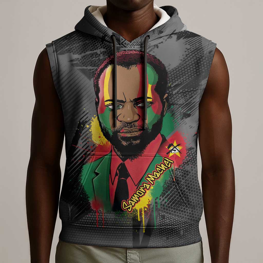 Samora Machel Sleeveless Hoodie Mozambique Liberation Graffiti Style Viva FRELIMO African Revolutionary - African Pride