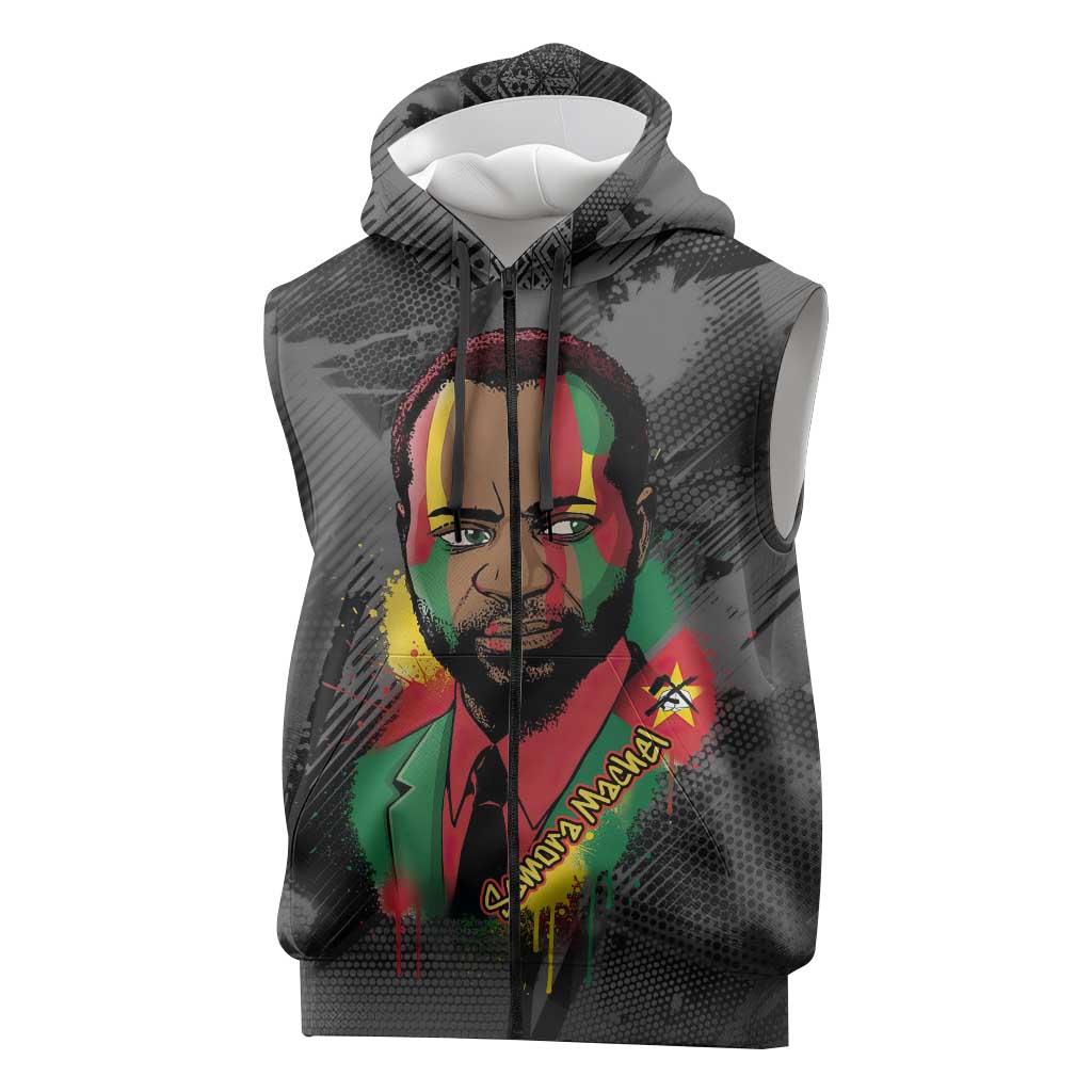 Samora Machel Sleeveless Zip Hoodie Mozambique Liberation Graffiti Style Viva FRELIMO African Revolutionary - African Pride