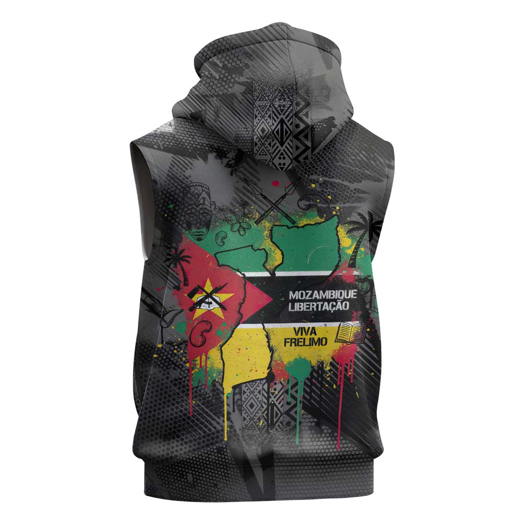 Samora Machel Sleeveless Zip Hoodie Mozambique Liberation Graffiti Style Viva FRELIMO African Revolutionary - African Pride