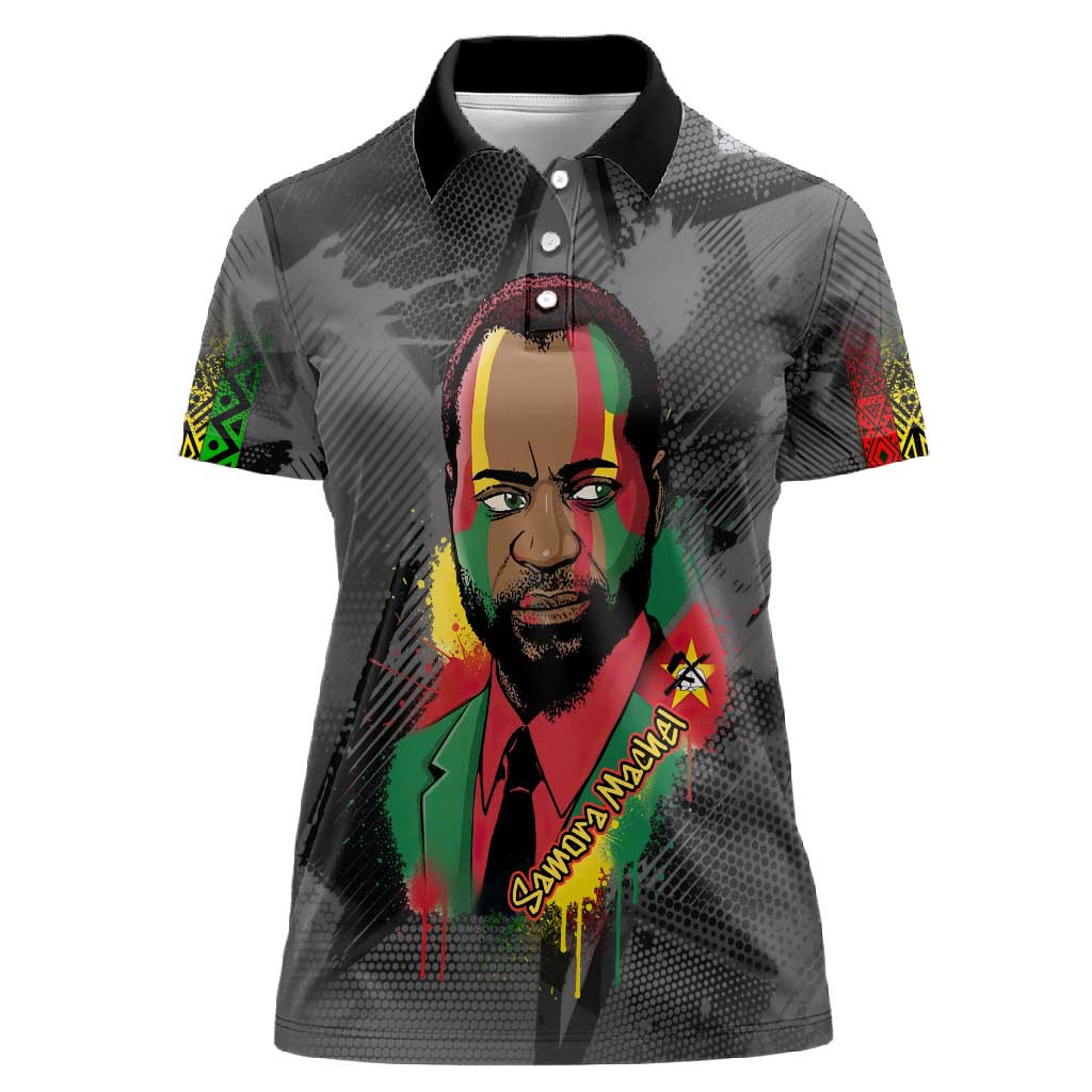 Samora Machel Women Polo Shirt Mozambique Liberation Graffiti Style Viva FRELIMO African Revolutionary - African Pride