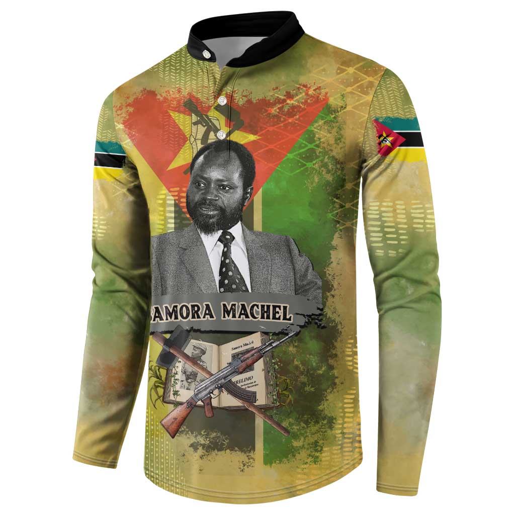 Samora Machel Button Sweatshirt Mozambique Flag Unity and Victory Quote Liberation Struggle - African Freedom Tribute