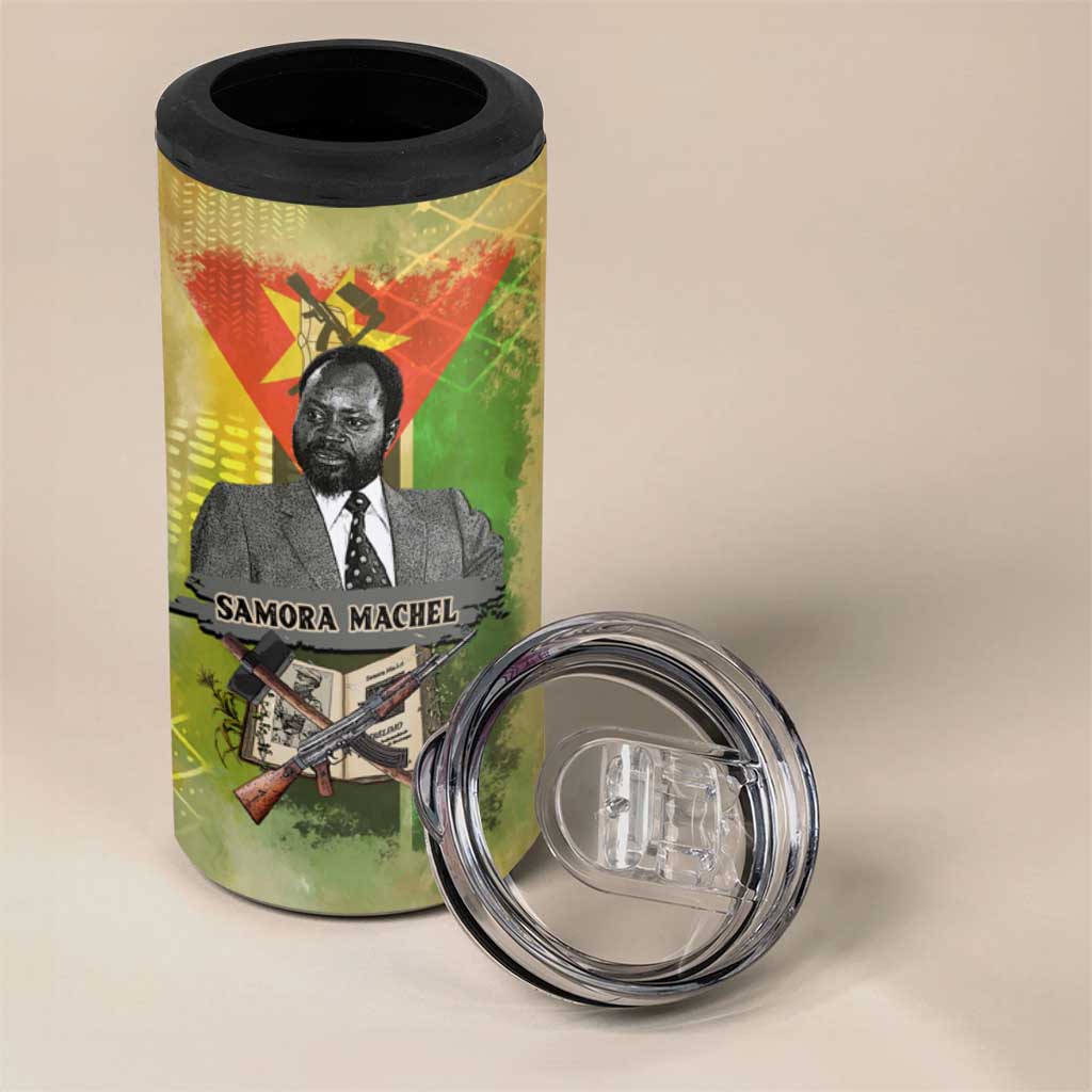 Samora Machel 4 in 1 Can Cooler Tumbler Mozambique Flag Unity and Victory Quote Liberation Struggle - African Freedom Tribute - African Pride
