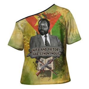 Samora Machel Cross Shoulder Shirt Mozambique Flag Unity and Victory Quote Liberation Struggle - African Freedom Tribute - African Pride
