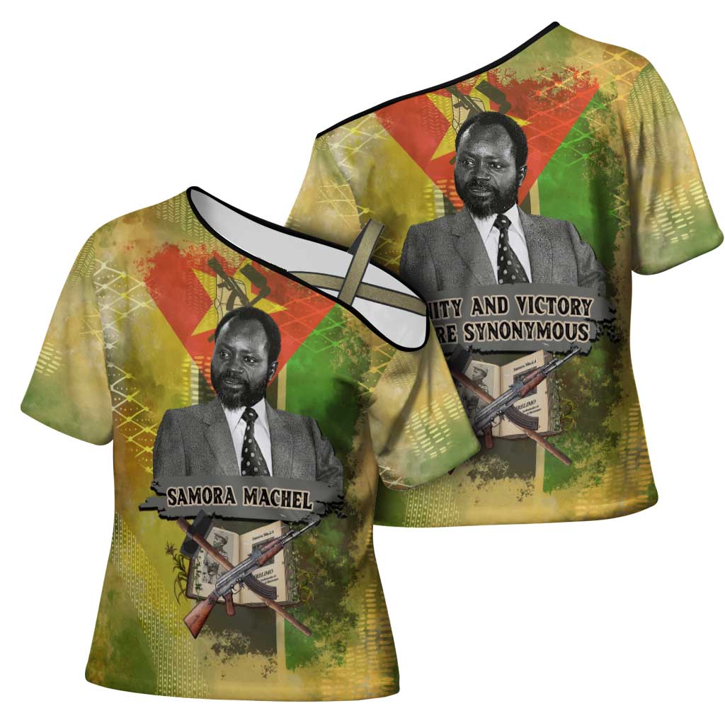 Samora Machel Cross Shoulder Shirt Mozambique Flag Unity and Victory Quote Liberation Struggle - African Freedom Tribute - African Pride