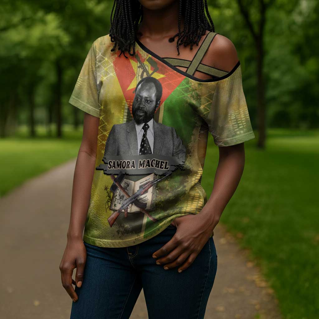Samora Machel Cross Shoulder Shirt Mozambique Flag Unity and Victory Quote Liberation Struggle - African Freedom Tribute - African Pride
