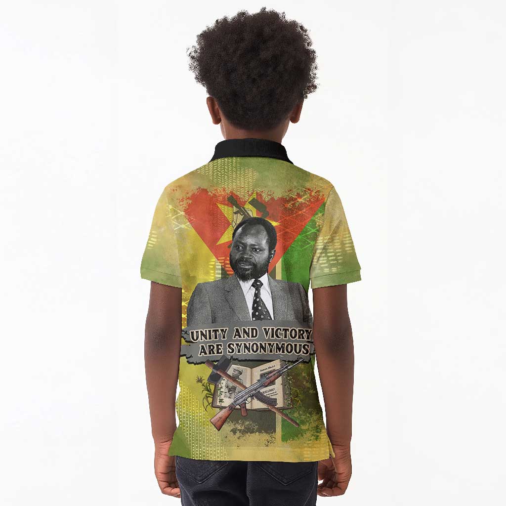 Samora Machel Kid Polo Shirt Mozambique Flag Unity and Victory Quote Liberation Struggle - African Freedom Tribute - African Pride