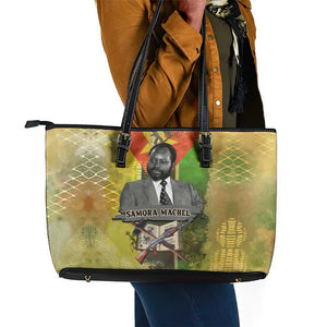 Samora Machel Leather Tote Bag Mozambique Flag Unity and Victory Quote Liberation Struggle - African Freedom Tribute - African Pride