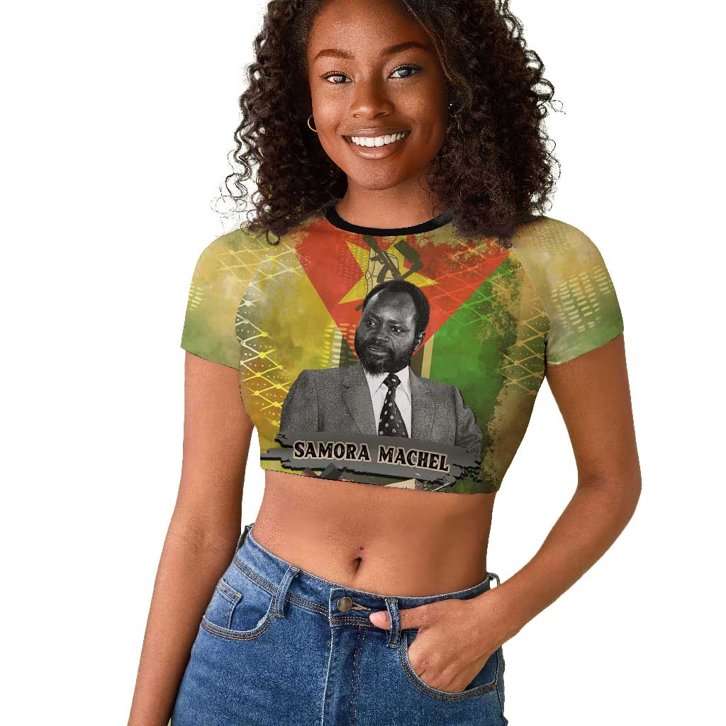 Samora Machel Raglan Cropped T shirt Mozambique Flag Unity and Victory Quote Liberation Struggle - African Freedom Tribute - African Pride